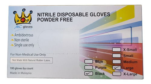 Imagen 2 de 4 de Guantes Guante Nitrilo Negros Alta Resistencia Grande 5pares