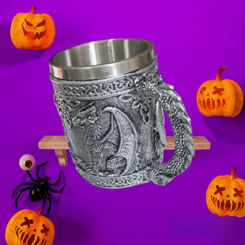Taza Tazon Mug Calavera Acero Inoxidable 350ml Vikingos G21