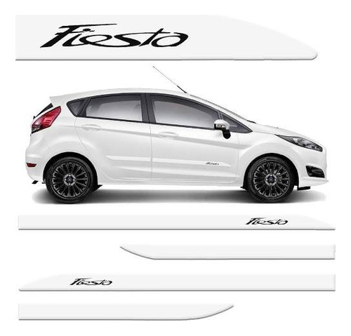 Jogo Friso Lateral New Fiesta Hatch 2018 Branco Ártico Facão