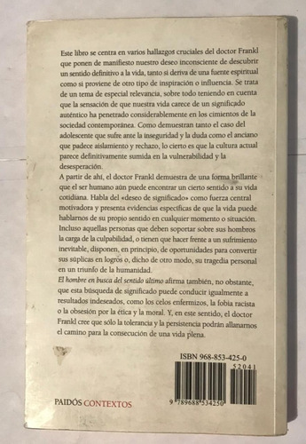 El Hombre En Busca Del Sentido Últmo / Viktor E. Frankl (Usado)