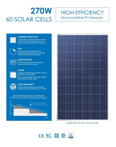 Imagen 3 de 7 de Panel Solar 270 Watts Policr. Logus Tipo 250w 260w 280w