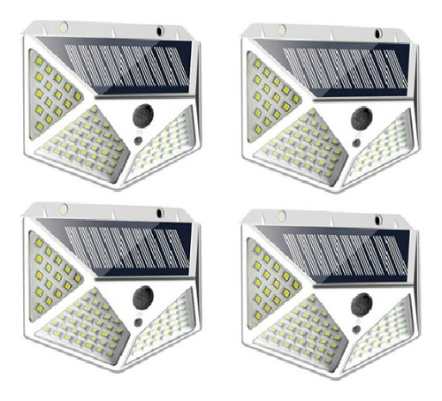 Pack 4 Lámpara 100 Led Sensor Movimiento Exterior Impermeabl