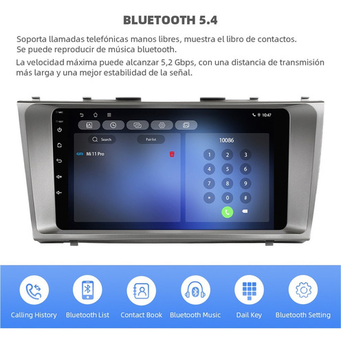 Estéreo 4+64g 4k For Toyota Camry 2006-2011 Rds Wifi6 Gps