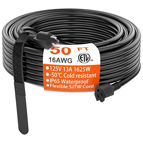 Cable De Extensión Negro De Calibre 16 De 50 Pies Para Inter