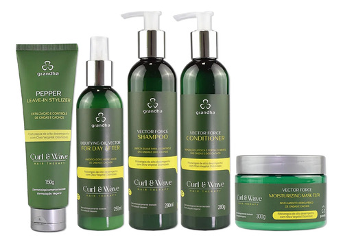 Kit Grandha Vector Force 5 Produtos Cachos E Crespos