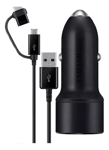 SAMSUNG Cargador de Auto Samsung Carga Rapida Dual Cable Tipo C Negro