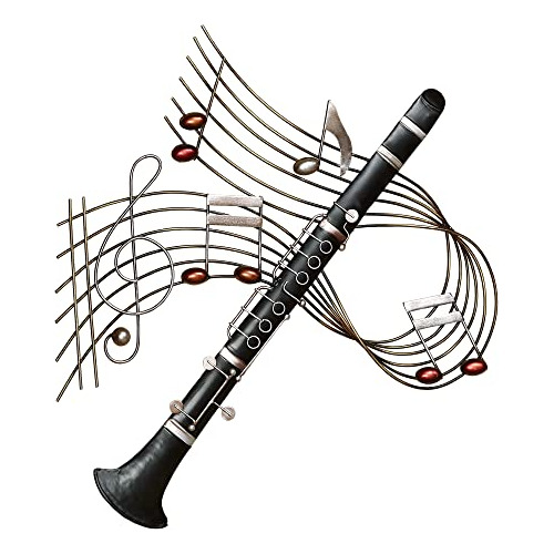 Clarinet Melodies Music Metal Wall Art Black, Notas Mus...