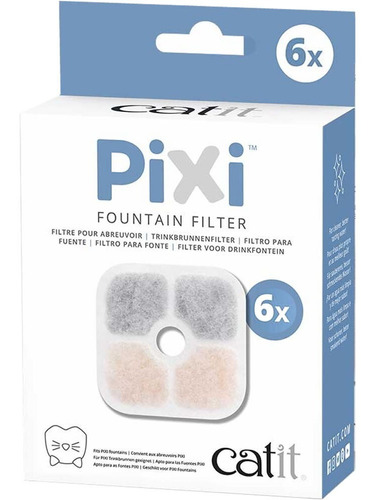 Filtro Triple Acción Fuente Catit Pixi Pack 6 Uds Gato