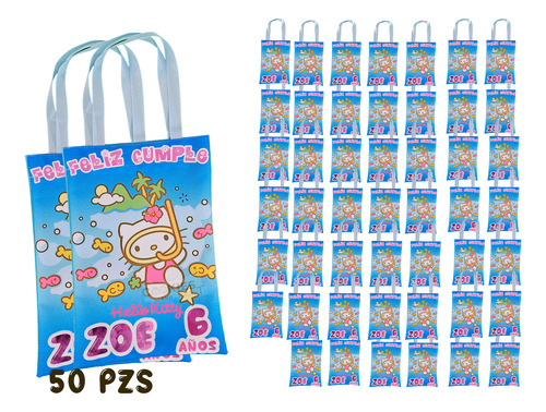 50dulceros Hello Kitty Fiesta Alberca Azul Personalizados