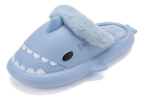 Zapatos Shark Slippers Con Forro De Felpa Difuso Para Interi