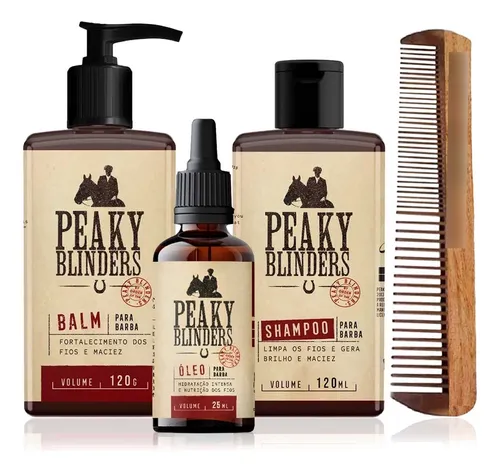 Kit Balm Shampoo Óleo Pente Barba Peaky Blinders Don Alcides