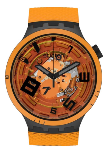 Reloj Unisex Swatch Oops! Sb01b127 Negro Negro Naranjo