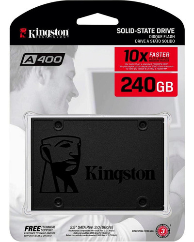 Imagen 9 de 9 de Disco sólido SSD interno Kingston SA400S37/240G 240GB negro