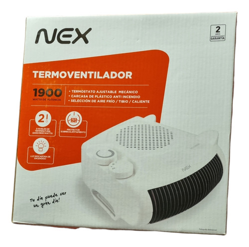 Termoventilador Nex 1900w 2 Niveles Con Luz Anti Incendio 