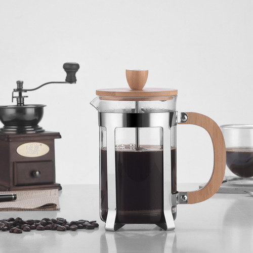 Prensa Francesa Con Cafetera De Madera Con Filtro Francés De