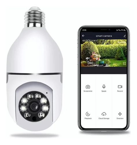 Camara Domo Ptz De Seguridad Wifi Ip Bombillo Full Hd 360º 