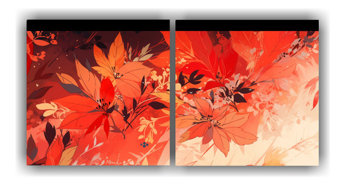 120x60cm Cuadros Canvas Rojo Y Naranja Ambiente Neonoir