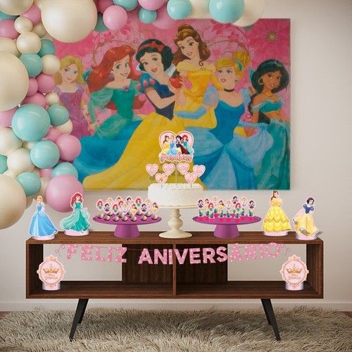 Imagem 1 de 9 de Kit Festa Fácil Princesas Disney - Decoração De Aniversário