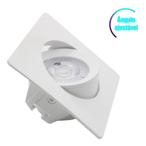 Kit 10 Spot Quadrado 5w Smd Led Direcionável Embutir 10c