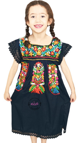 Vestido Artesanal Niña Bebe Encaje Típico Mexicano Bordado