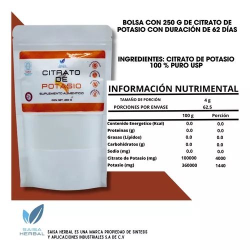 Citrato de potasio 250 g