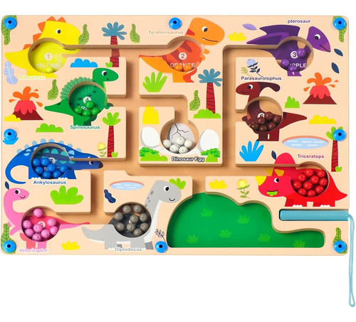 Laberinto Magnético De Colores Y Números, Juguetes De Dinosa