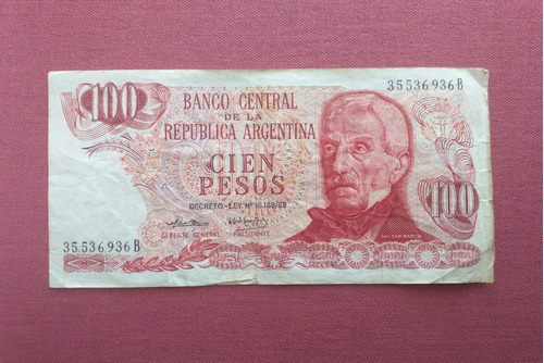 Billete Argentina 100 Pesos Decreto Ley 18.188 B 35536936 