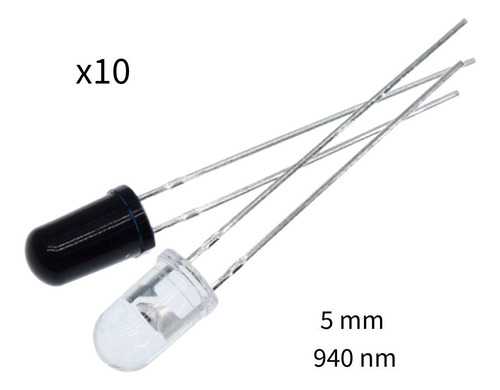 Par Led Infrarrojo Emisor Receptor 5mm 940 Nm Kit 10 Pares