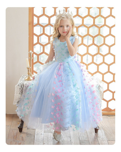 Vestido De Tul Para Niñas Con Diseño De Mariposas