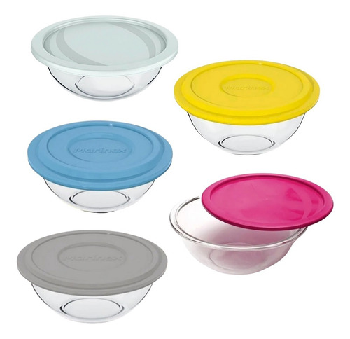 Fuente Bowl Vidrio Templado Con Tapa Plastica Marinex 3lts