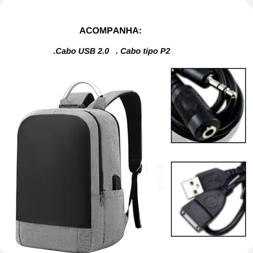 Mochila ManoThor Antifurto Executiva Com Cadeado Trava Segurança Conector USB Saída Fone Ouvido Porta Notebook Resistente Reforçada Grande Anti Furto Masculina Feminina Trabalho Faculdade Escola