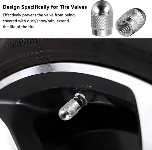 Set 4 Tapas De Válvulas Universal Tunning Para Autos Plata