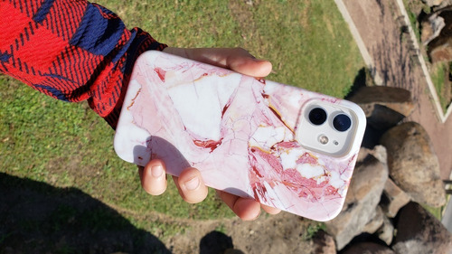 Funda Mármol Color Blanco Y Rosa Para iPhone