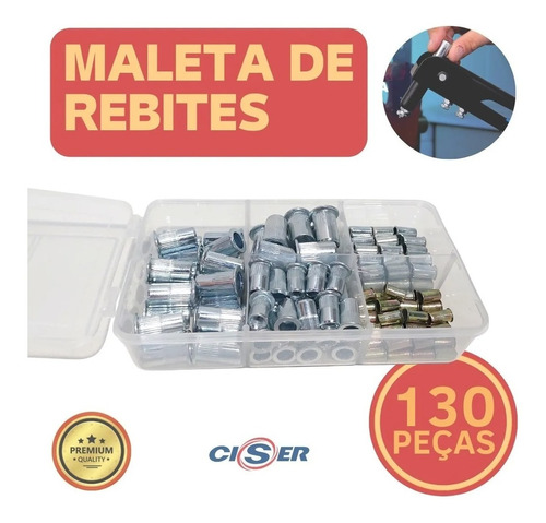 Kit Jogo Porca Rebites Roscado Varios Tamanhos Com Maleta