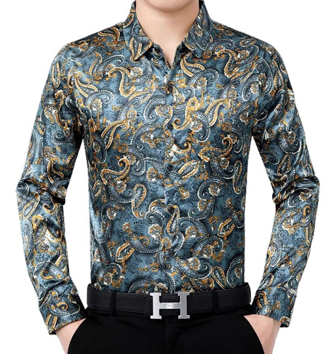 Vestidos Masculinos De Popelina Com Estampa Elegante, Camisa