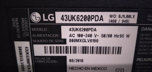 Imagen 2 de 2 de Televisor Pantalla Plana LG 43 Pantalla Rota