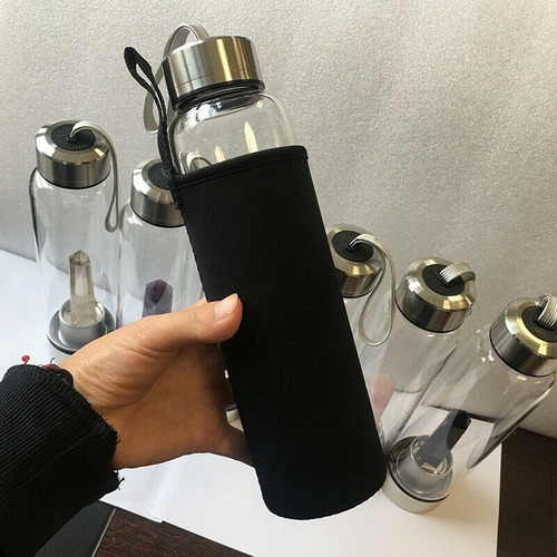 Imagen 4 de 4 de Termo Botella De Agua Con Cristales De Cuarzo + Estuche
