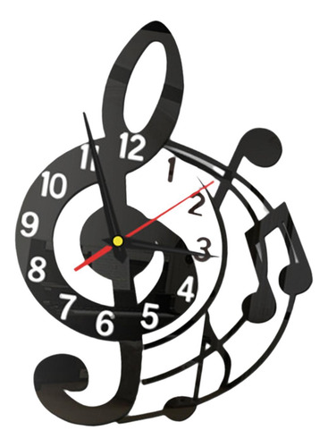 Reloj De Pared Decoración Versátil Nota Musical Negro