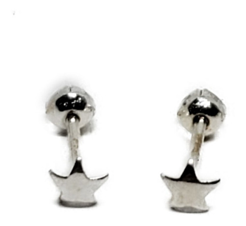 Aretes Estrella Mini 3 Mm Para Bebe Plata 925 Y Estuche G17