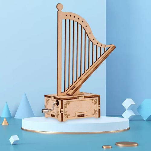 Imagen 6 de 11 de Caja De Música De Madera Forma De Música De Arpa Caja