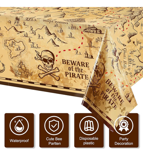 Mantel Pirata Mapa Del Tesoro Mantel De Plástico I...