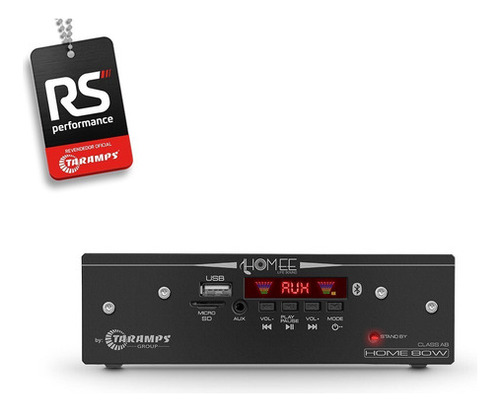 Amplificador Receiver Multicanal Taramps Ab Home 80 4 Ohms Cor Preto Potência de saída RMS 80 W
