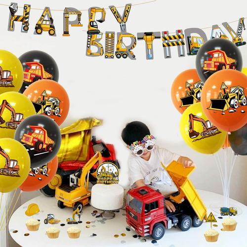 Juego De Globos De Camión De Ingeniería, Decoraciones Para