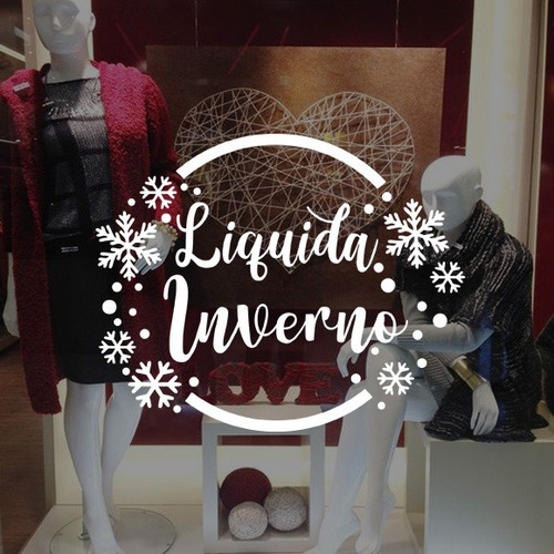 Adesivo Decorativo Vitrine Liquida Inverno Flocos Redondo P