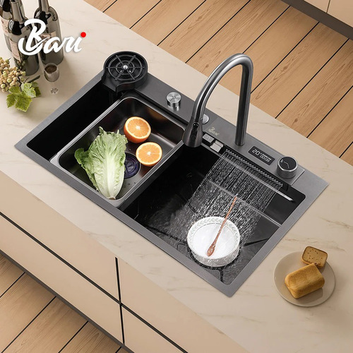 Fregadero Multifuncional Una Tina Acero Inox Negro Diamante