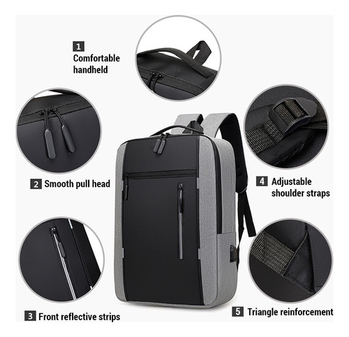 Mochila De Trabajo Usb De Gran Capacidad Para Ordenador Port