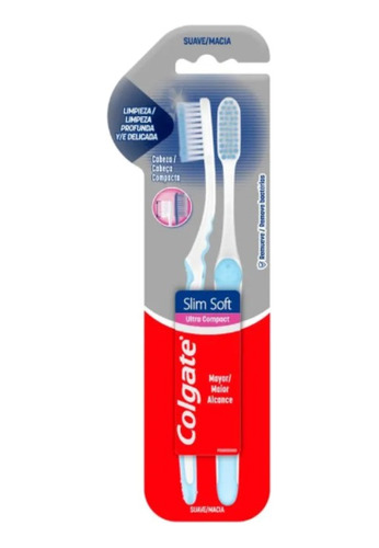 Cepillo Dental Slim Soft Ultra Compact Pack X 2 Colgate