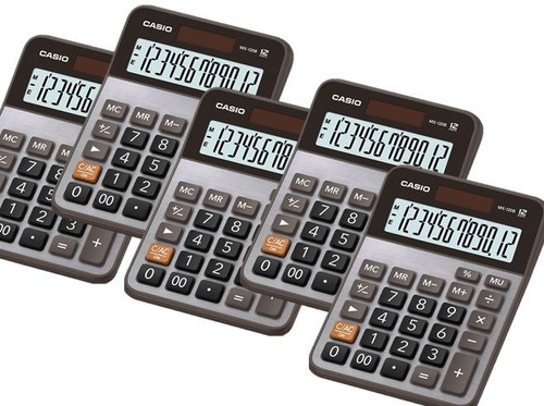 Imagen 1 de 1 de Paquete De 5 Calculadoras De Escritorio Casio Mx120b