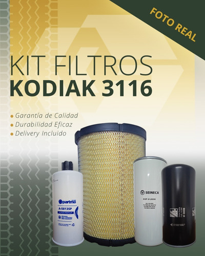 Combo Filtros Kodiak 3116 33336 46433 33418 51791