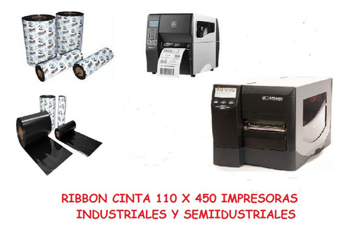 Kit 10 Ribbon Impresoras Etiquetas  110 X 450 Mts Cera Negra